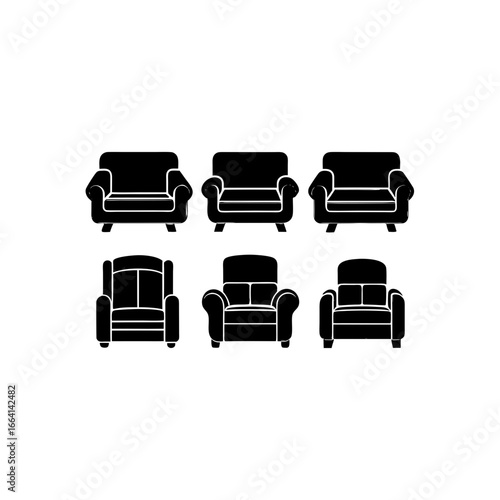 6 different loveseat recliner silhouette vector ic