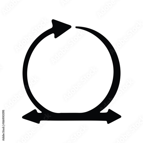 Stylized circular arrow design indicating a repeating process or bidirectional movement