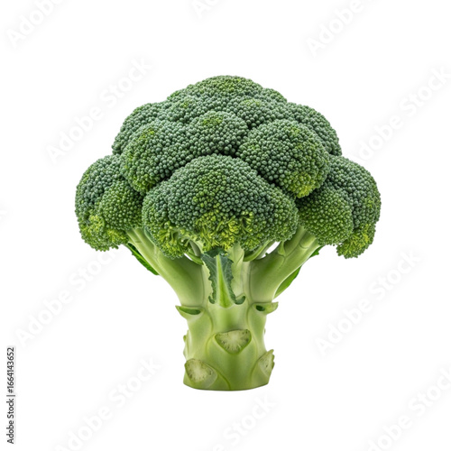 Fresh green broccoli head isolated on transparent background