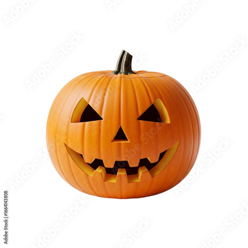 Carved halloween jack o lantern pumpkin isolated on transparent background