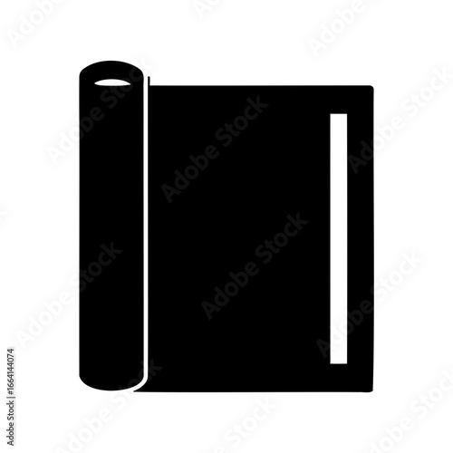 An illustration of a rolled carpet, rug, or similar floor covering