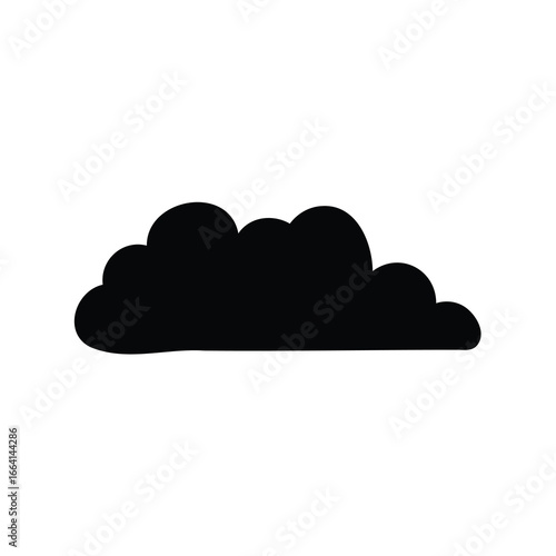 A simple graphic depiction of a fluffy black cumulus cloud