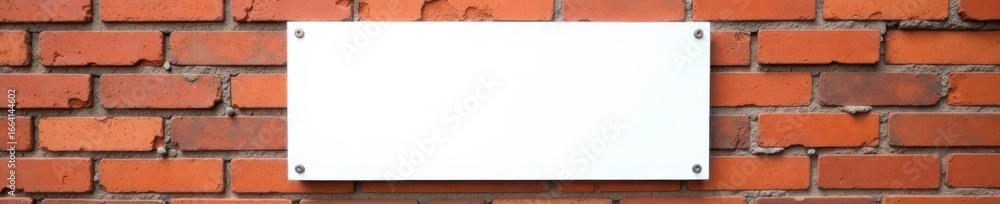 Obraz premium Clean white placard against textured brick wall, template, marketing