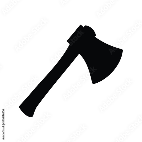 Black silhouette of an axe on a white background is isolated