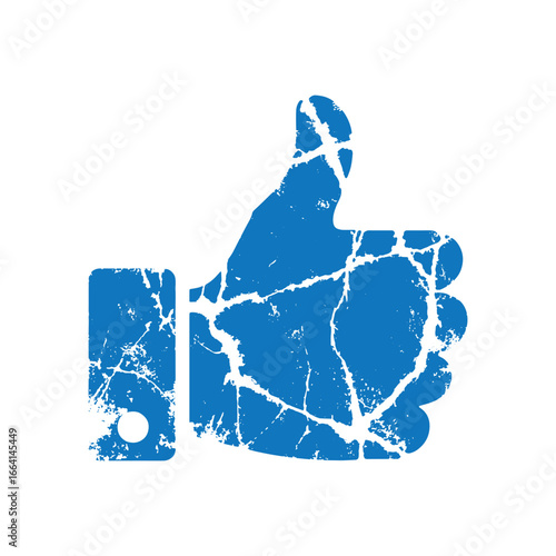 Distressed Thumbs Up Icon A Symbol of Approval with a Worn Textured Appearance Creating a Visually Interesting Effect