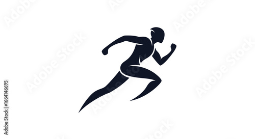 Silhouette of a human figure in motion, sprinting forward with determination.
