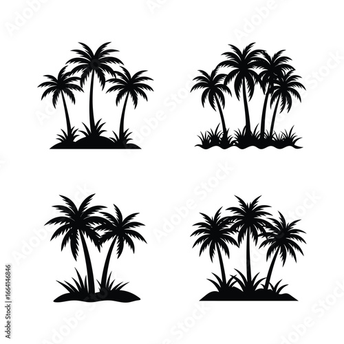 set of vector palms