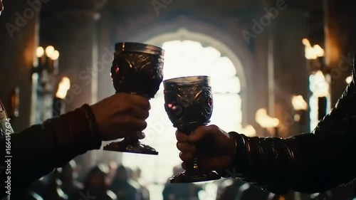 Cheers in a medieval hall