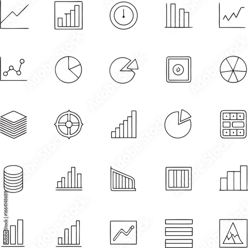 Data Analytics and Chart Line Icon Set