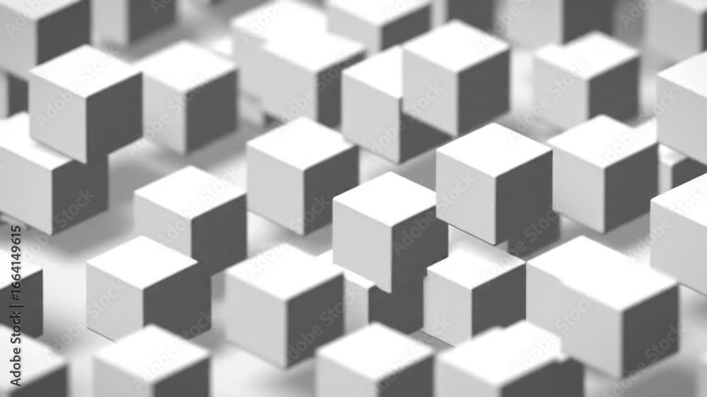 Abstract pattern of white cubes casting shadows on a light surface, creating a geometric and minimalist design with varying heights. Abstract pattern of white cubes casting shadows on a light surface, creating a geometric and minimalist design with varying heights.