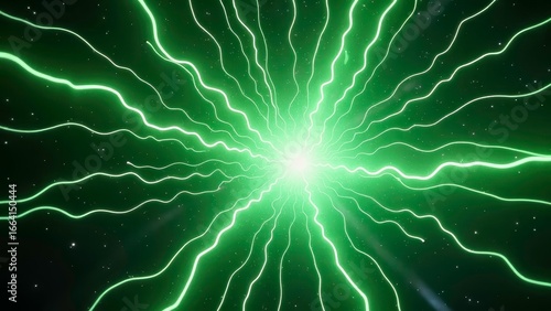 Dynamic picture of green lightning
