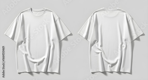 Versatile White T-Shirt Mockup, Front and Back Views, Ideal for Apparel Design, Fashion Branding, or Casual Wear Concepts, Ready for Customization