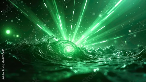 The explosion scene of green laser