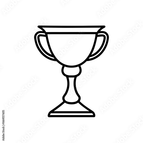 Illustration of a trophy cup with handles in black and white on transparent background