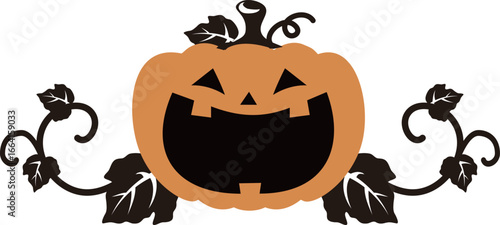 ハロウィン　秋　かぼちゃ　フレーム　枠　飾り　吹き出し　装飾　シール　ステッカー　背景　イラスト素材