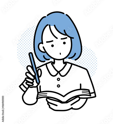 勉強をする看護師のイラスト
