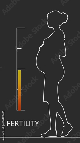 Meter scale with silhouette of pregnant woman. Fertility measuring device display. The concept of women's health, gynecology, menstrual cycle, ovulation