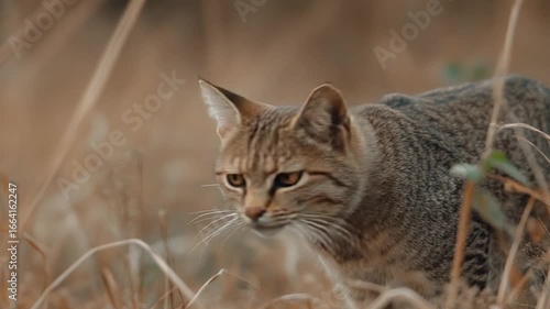 Jungle Cat Stalking in the Tall Grass