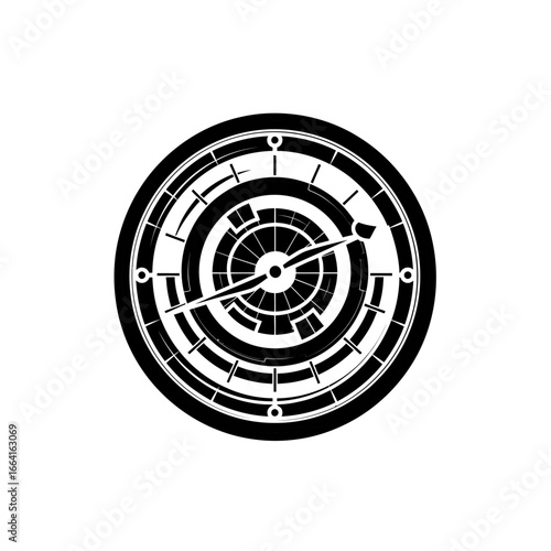 compass digital clock a futuristic navigation instrument displaying time offering a precise modern aesthetic for technology-themed design and time concept illustrations.