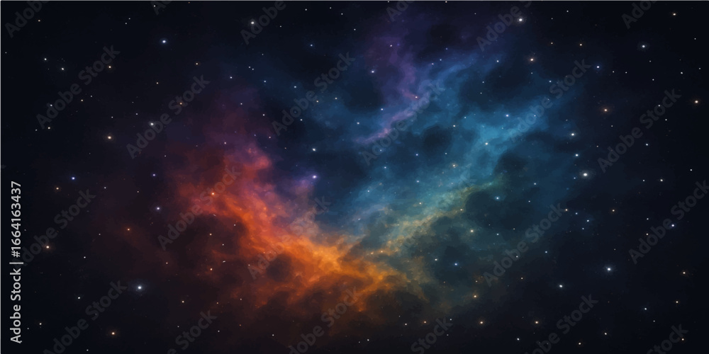 Fototapeta premium Abstract space scene with stars, galaxy, and nebula in a dark night sky