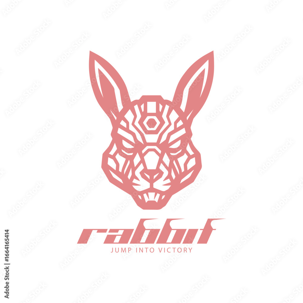 Fototapeta premium Rabbit robotic head logo design isolated on white background, generative ai