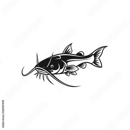 catfish illustration detailed vintage drawing of a catfish swimming underwater ideal for fishing and outdoor themed designs capturing the essence of river life.