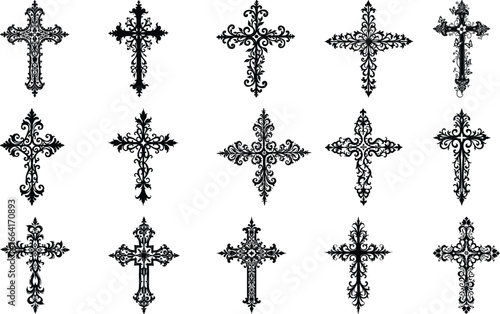  Christian art, cross vector, hand and cross, crucifix tattoo, spiritual design symbol, bible art,  vector bundle
