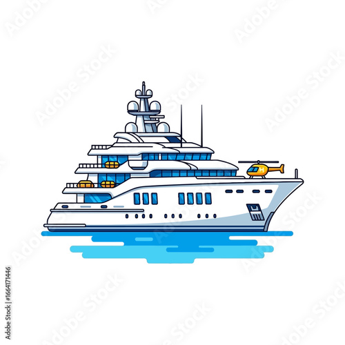 luxury yacht with helicopter a sleek superyacht cruises the azure waters with a yellow helicopter showcasing wealth and maritime luxury travel perfect for tourism ads.