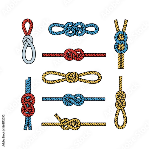 nautical knots a collection of colorful maritime knots used in sailing and boating ideal for illustrating guides nautical themes or crafting instructions