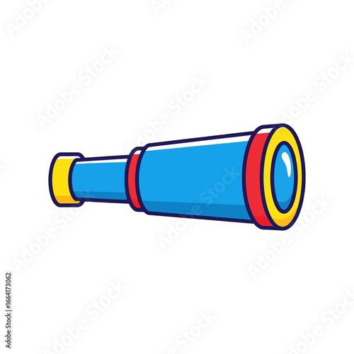 Pirate spyglass illustration nautical adventure vintage design with a vibrant blue and yellow color scheme ideal for childrens books or maritime history blogs.