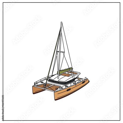 sailing catamaran illustration luxury yacht cruising on open water perfect for travel blog showcasing marine adventure and yachting lifestyle