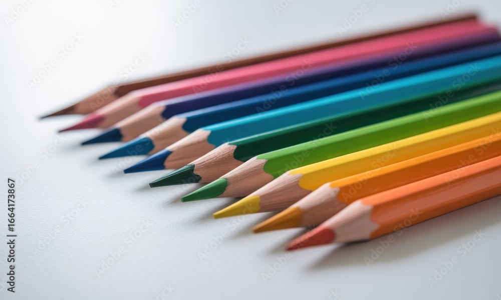 Naklejka premium Colorful pencils arranged in a row (1)