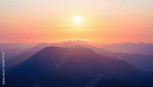 Wallpaper Mural Sunset Over Layered Mountain Ranges mountains landscape Torontodigital.ca