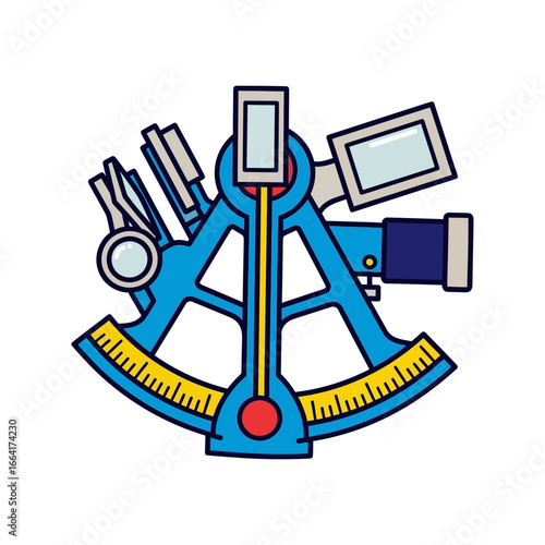 sextant for navigation illustrating maritime precision used by sailors to determine position on the sea against a clean background ideal for nautical history and travel blogs.