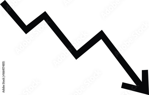 Declining arrow graphic symbolizing financial downturn and economic recession trend vector