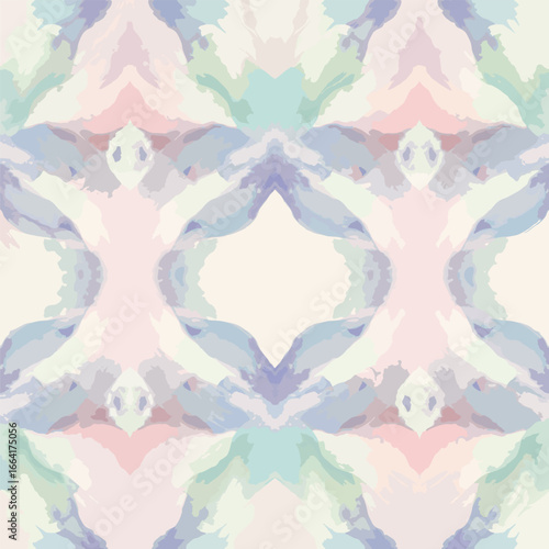 Seamless Pattern, Abstract watercolor pattern with soft pastel hues featuring symmetrical design elements Stock royalty free.