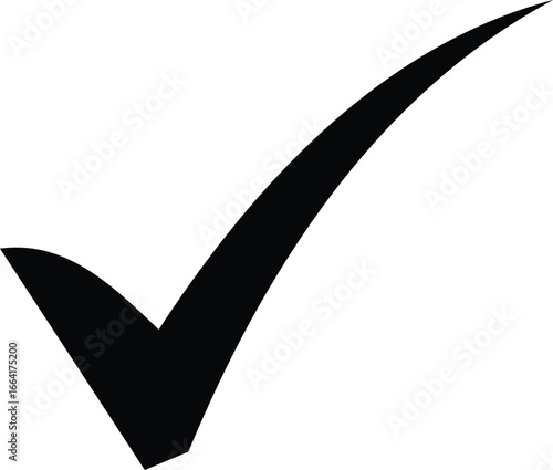 Bold black check mark symbol for success and approval with a clean design vector