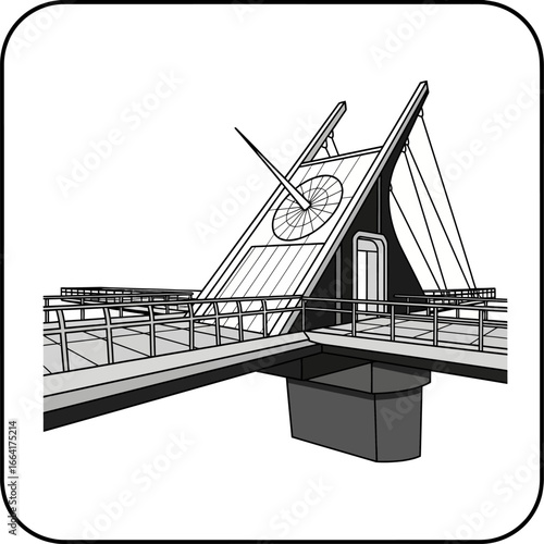 sundial bridge illustration a pedestrian bridge with a functional sundial in california promoting sustainable design travel destination