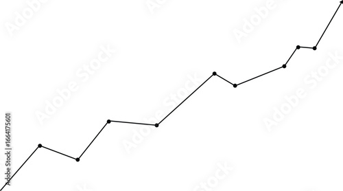 Ascending line graph with data points showing upward trend and growth vector
