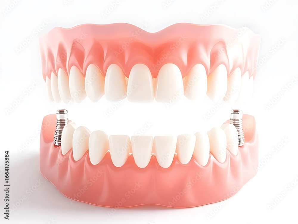 Fototapeta premium Realistic denture model with pink gums and white teeth