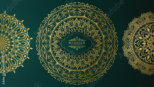 Luxury Gold Mandala Pattern on Dark Background, Ornamental Decorative Design