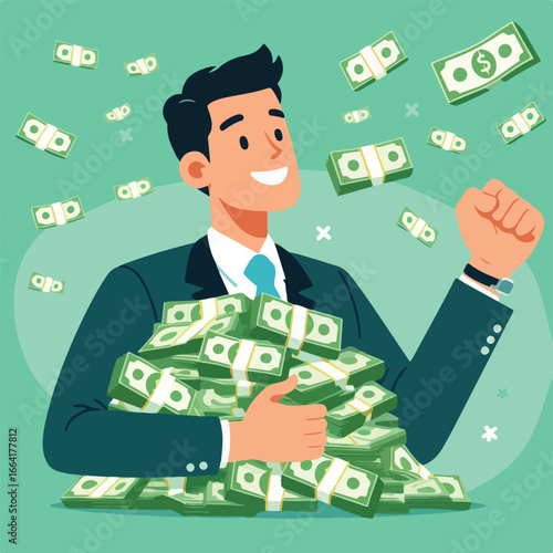 businessman with a lot of money