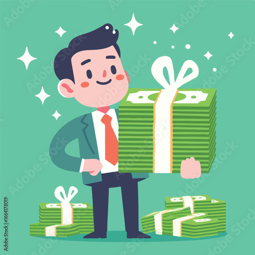 businessman with a lot of money