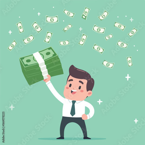 businessman with a lot of money