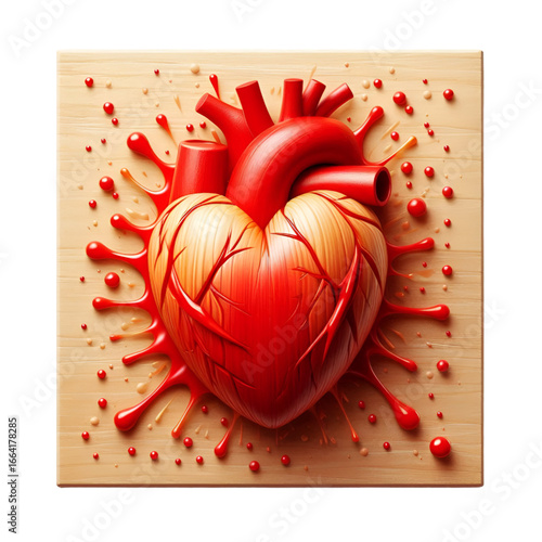 Red heart with wooden 