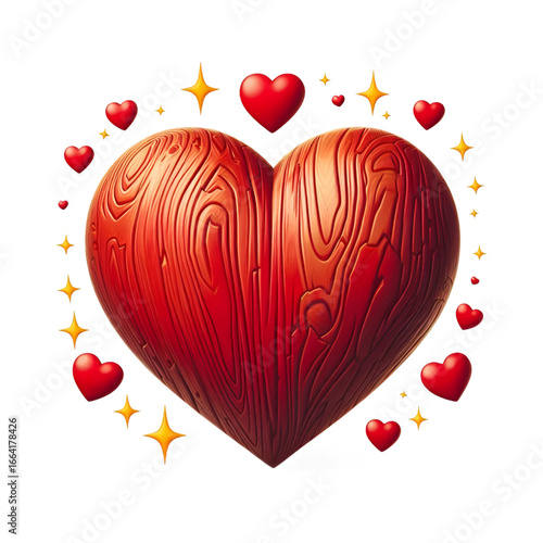 Red heart with wooden 