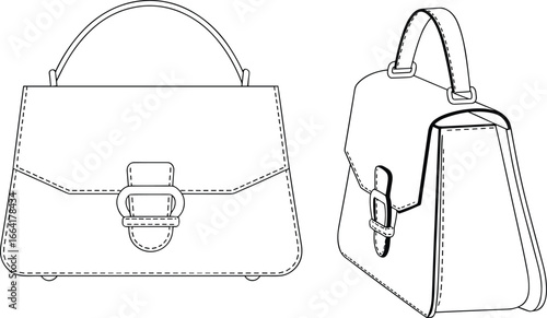 Elegant women handbag, fashion leather purse, classic top handle bag, stylish accessory design, minimalist tote illustration, chic structured purse sketch, trendy handbag line drawing