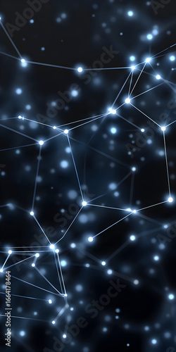 Wallpaper Mural Connected Universe: A luminous network of interconnected points glows against a deep, abstract cosmic backdrop, depicting the intricate connections that define our technological landscape. Torontodigital.ca