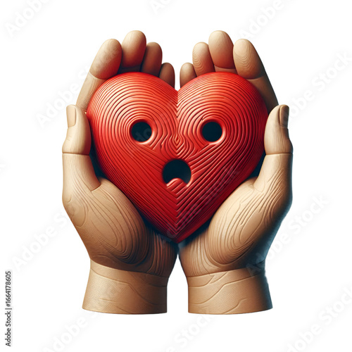 Red heart with wooden 