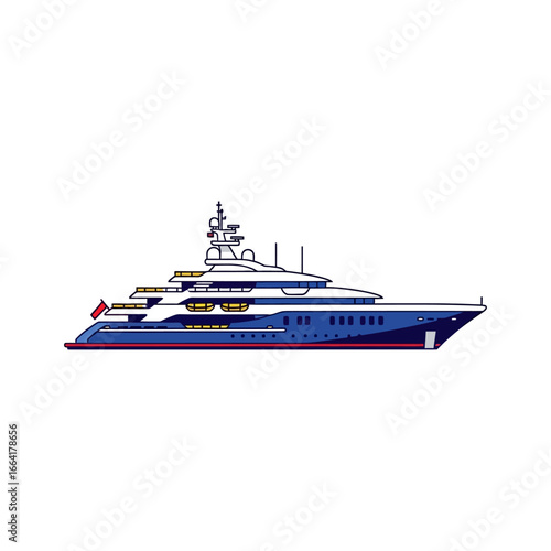 yacht illustration large luxury motor yacht cruising on the open ocean showcasing naval architecture and maritime engineering ideal for travel and yachting designs.